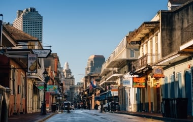 Empty streets in French Quarter New Orleans